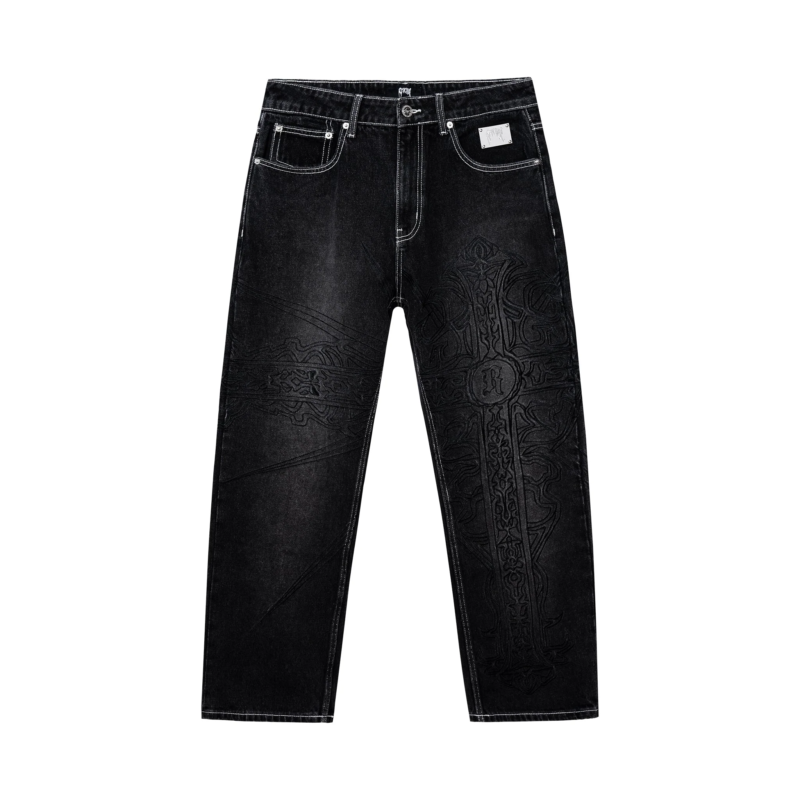 Revenge SPIKE CROSS EMBROIDERED DENIM PANT