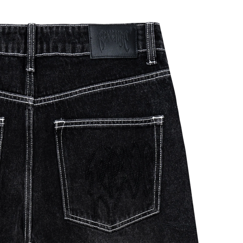 Revenge SPIKE CROSS EMBROIDERED DENIM PANT