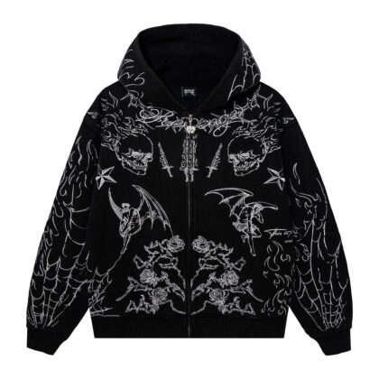 Revenge Metallic Tattoo Embroidered Hoodie