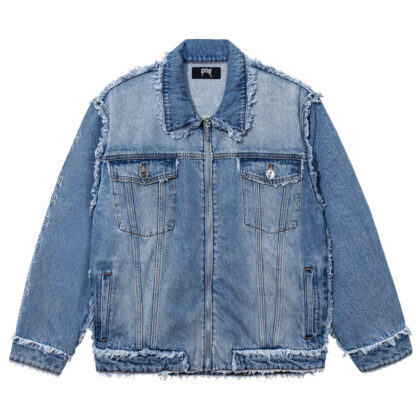 Revenge Frayed Skull Patch Denim Jacket