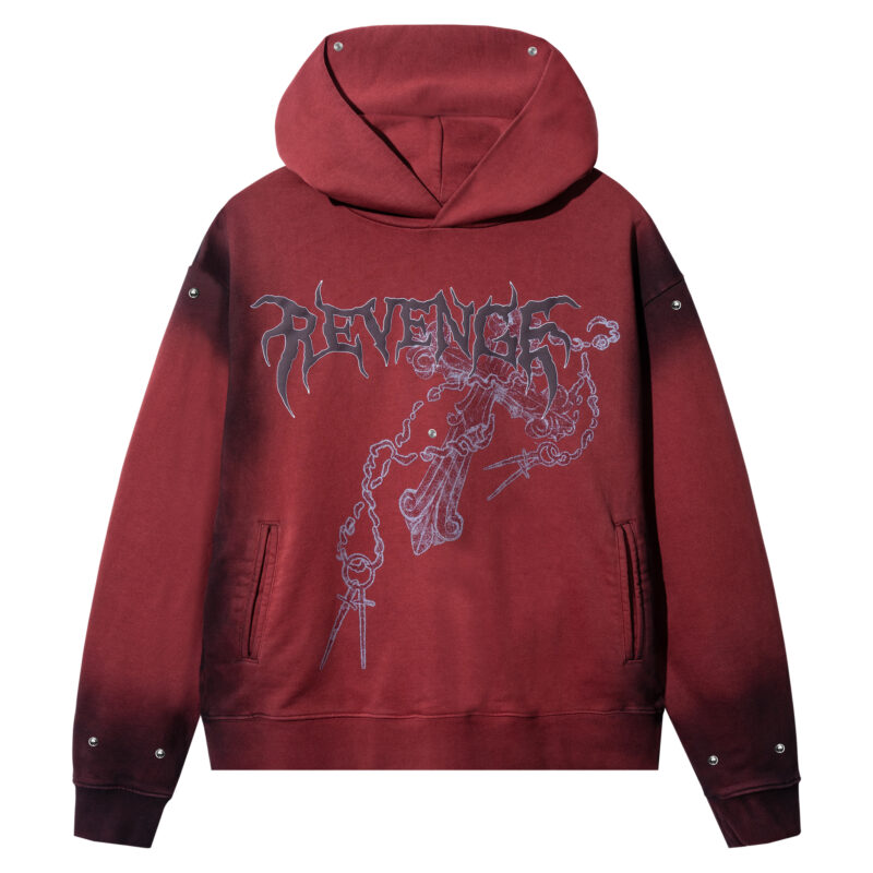 Revenge Cross Chain Treated Studded Hoodie