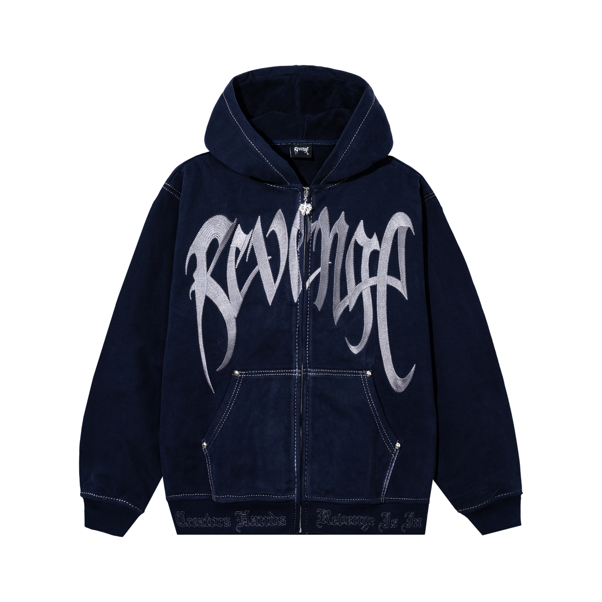 CONTRAST STITCH EMBROIDERED ZIP HOODIE REVENGE CONTRAST STITCH EMBROIDERED ZIP HOODIE