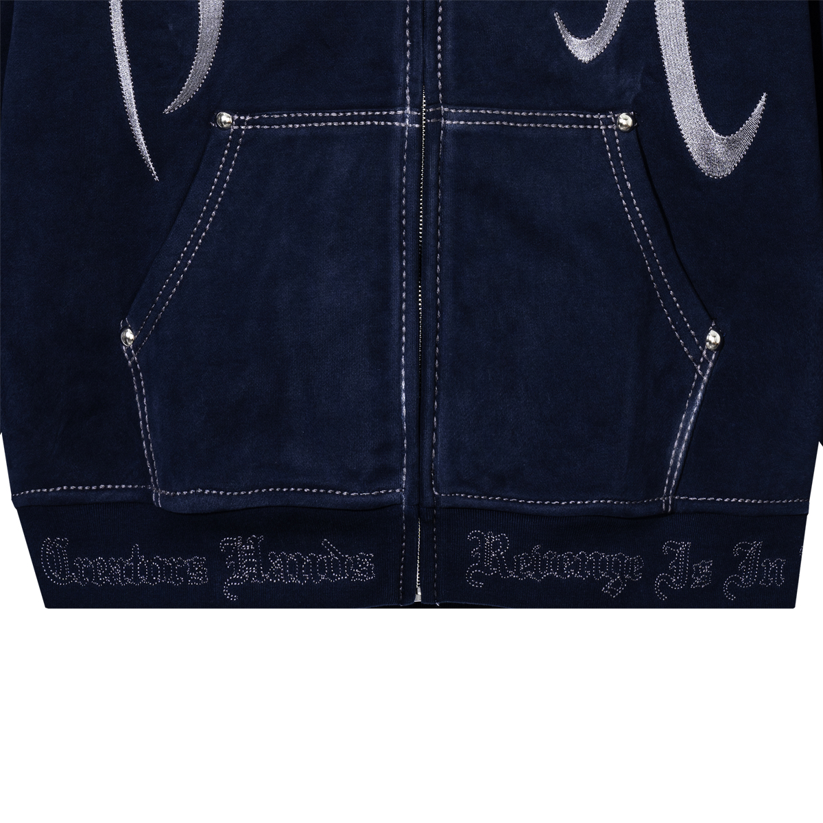 CONTRAST STITCH EMBROIDERED ZIP HOODIEc REVENGE CONTRAST STITCH EMBROIDERED ZIP HOODIE